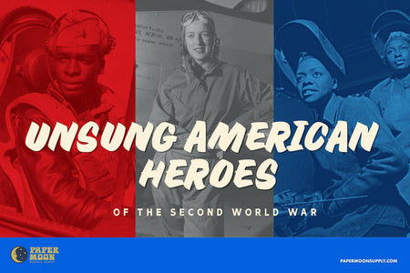 Doorbuster Causal font promo - Retro font showing vintage photos of military members with the words Unsung American Heroes of the Second World War.