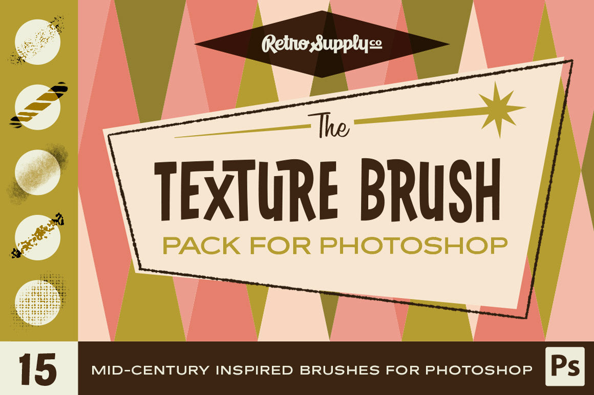 Mid-Century Texture brushes for Photoshop. The Texture Brush Pack for Photoshop.