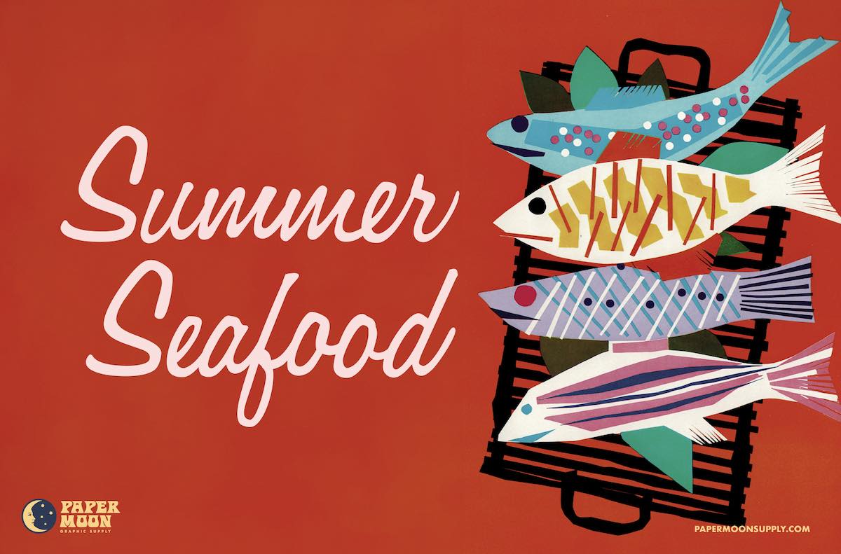 Murfee Mid-Century Script - Seafood Illustration