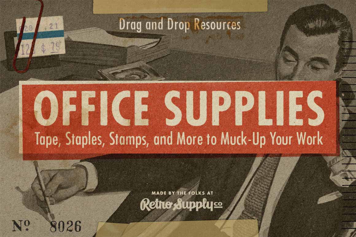 Vintage Art Supplies Collage Background - Antique Office Supplies