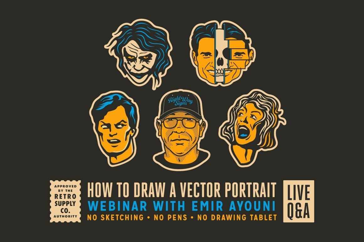 How to Draw a Vector Portrait Webinar with Emir Ayouni - RetroSupply Co.