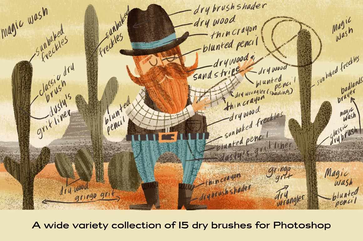 The Dry Brush Pack for Photoshop Brushes RetroSupply Co. 