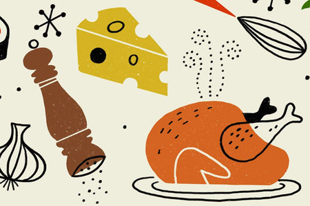 The Mid-Century Brush Pack for Photoshop food illustration close up.