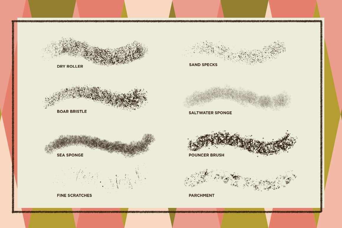 The Texture Brush Pack for Photoshop brush preview page.